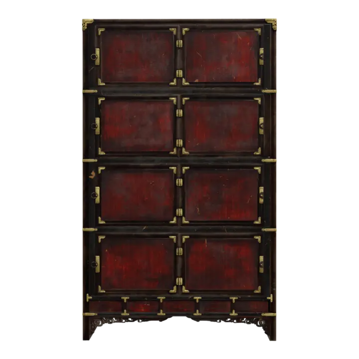 Solid wood antique bookshelf, mahogany furniture storage cabinet 3D model preview on Freecreat