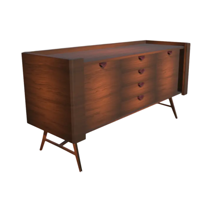 Classical Oak Solid Wood TV Cabinet 3D model preview on Freecreat