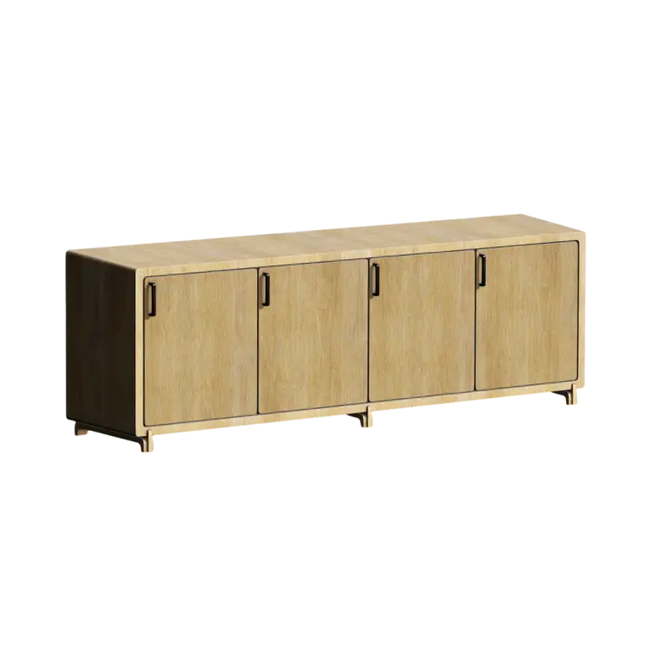Oak solid wood four-door cabinet 3D model preview on Freecreat