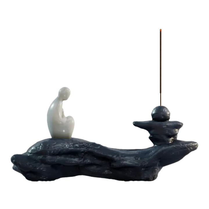Guofeng marble monk sculpture incense burner 3D model preview on Freecreat