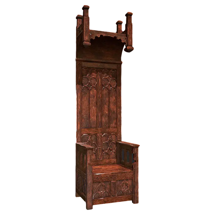 medieval wooden antique gothic throne 3D model preview on Freecreat