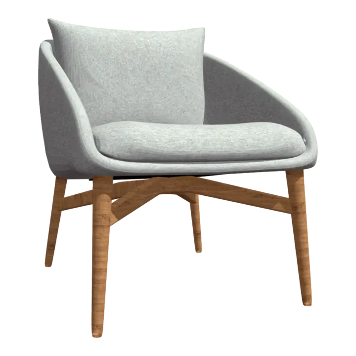 European Style Simple Cotton White Backrest Chair 3D model preview on Freecreat