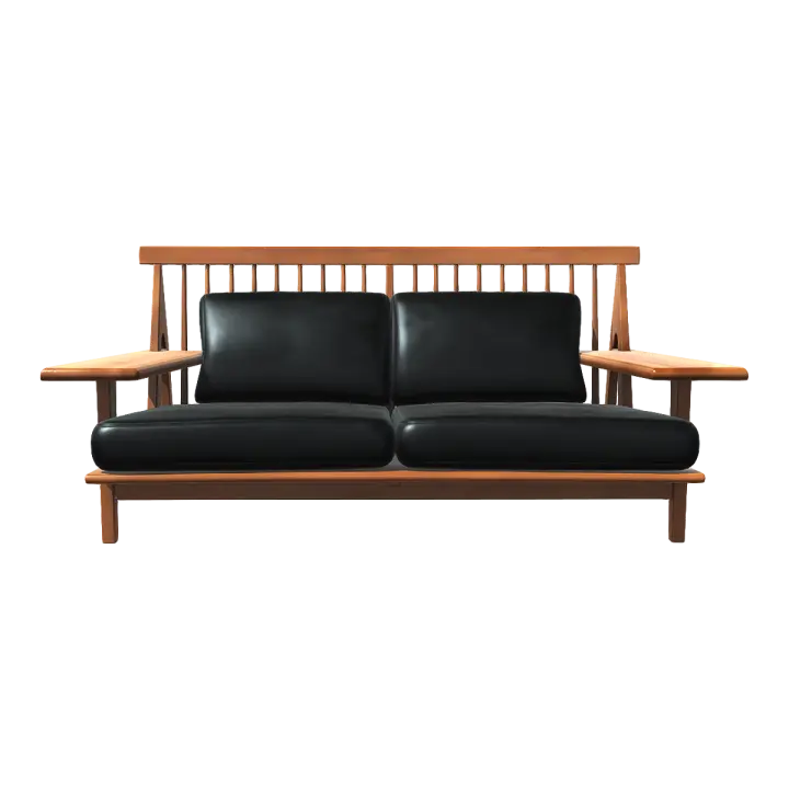 European-style Rural Wild-style Walnut Leather Sofa 3D model preview on Freecreat