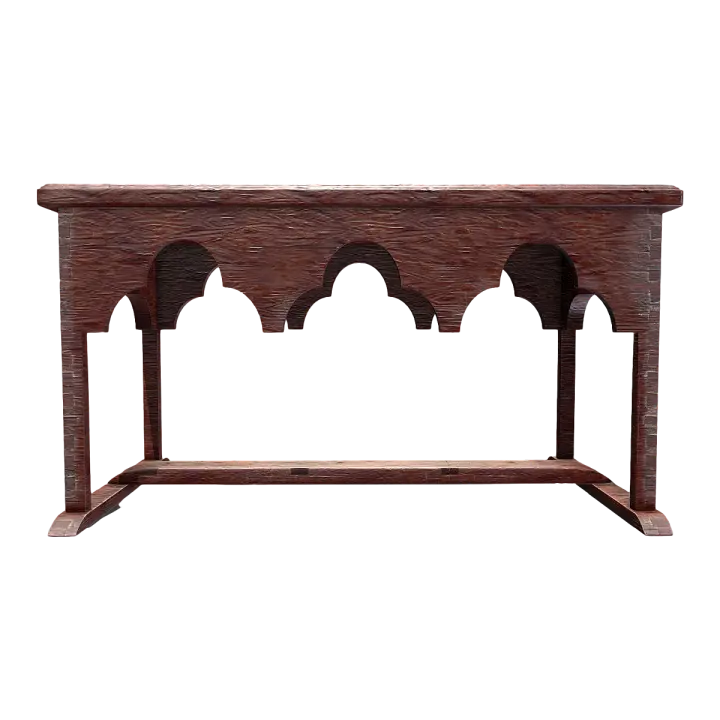 Medieval Gothic Wooden Long Desk 3D model preview on Freecreat