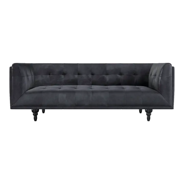 European-style modern bright black three-seater leather sofa 3D model preview on Freecreat