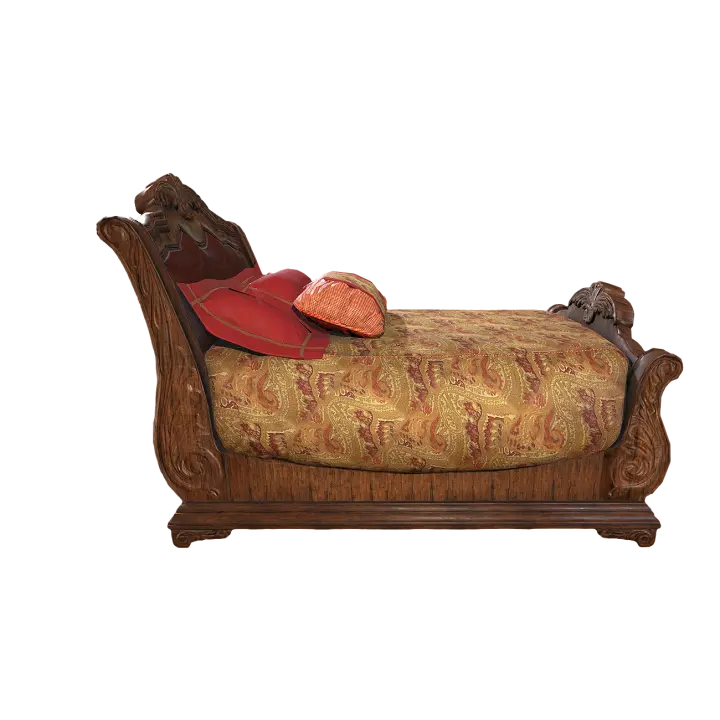 Victorian Retro Aristocratic Walnut Bedroom Single Bed 3D model preview on Freecreat