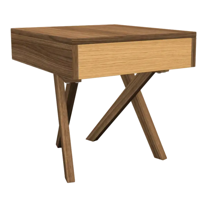 European Style Minimale Walnut Oak Colorblock Bedside Drawer Cabinet 3D model preview on Freecreat