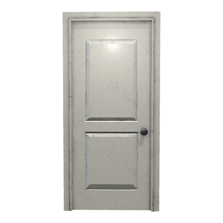 British-style old white solid wood door 3D model preview on Freecreat