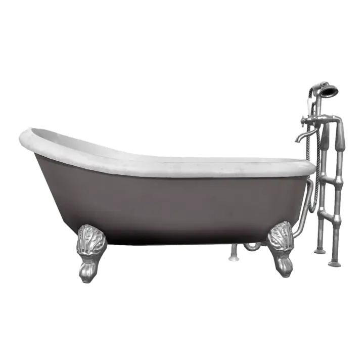 British Style Vintage Black and White Bathroom Bathtub 3D model preview on Freecreat