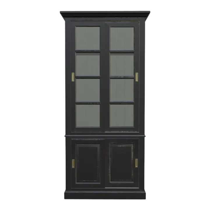 Chinese style retro style ebony double door glass cabinet 3D model preview on Freecreat