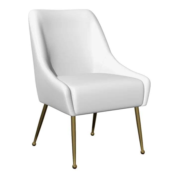 French Modern White Leather Casual Backrest Chair 3D model preview on Freecreat
