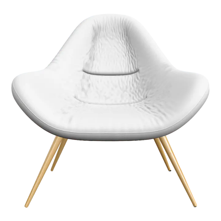 French Modern Style Curved Design Snow White Leather Armrest Angle Chair 3D model preview on Freecreat