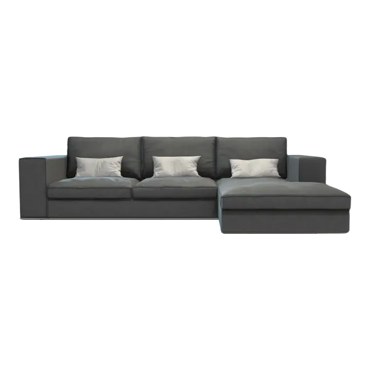 Italian gray leather corner sofa multi-seat L-shaped sofa 3D model preview on Freecreat