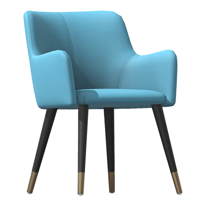 French Modern Blue Cotton Lint Fabric Armchair 3D model preview on Freecreat