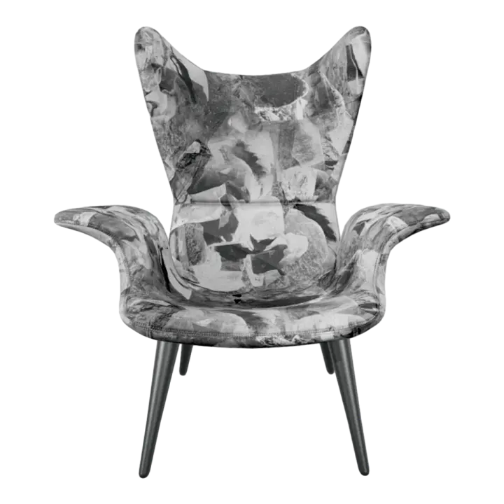 French Creative Design Grey Colorblock Fabric Armchair Backrest Chair 3D model preview on Freecreat