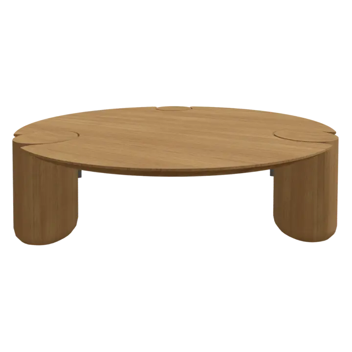 Italian creative design three-legged walnut round low table 3D model preview on Freecreat