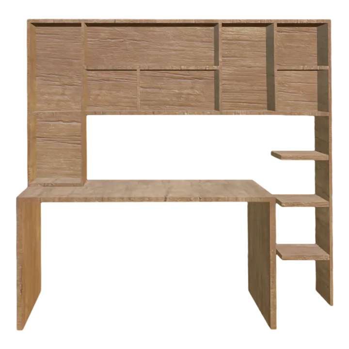 Pastoral Simple Style Pine Wood Integrated Multi-Function Table Cabinet 3D model preview on Freecreat