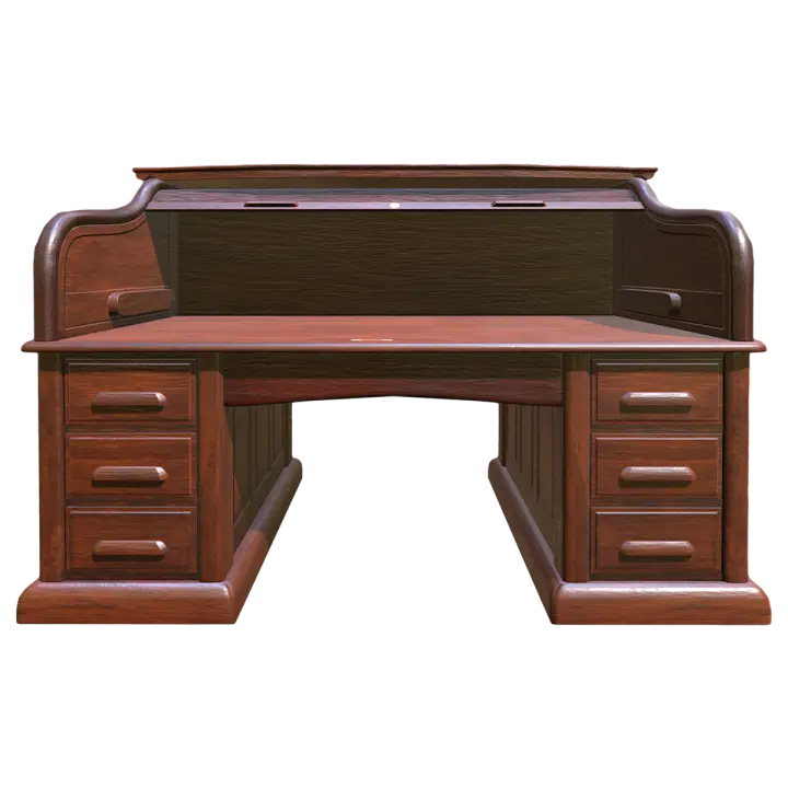 British style retro walnut office drawer table 3D model preview on Freecreat