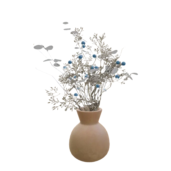 Indoor fresh furnishings blue star fruit two-color simulation green plant ceramic vase 3D model preview on Freecreat