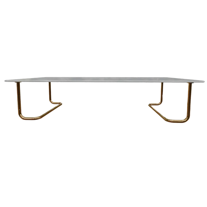 French Modern Style Copper Frame Glass Long Table 3D model preview on Freecreat