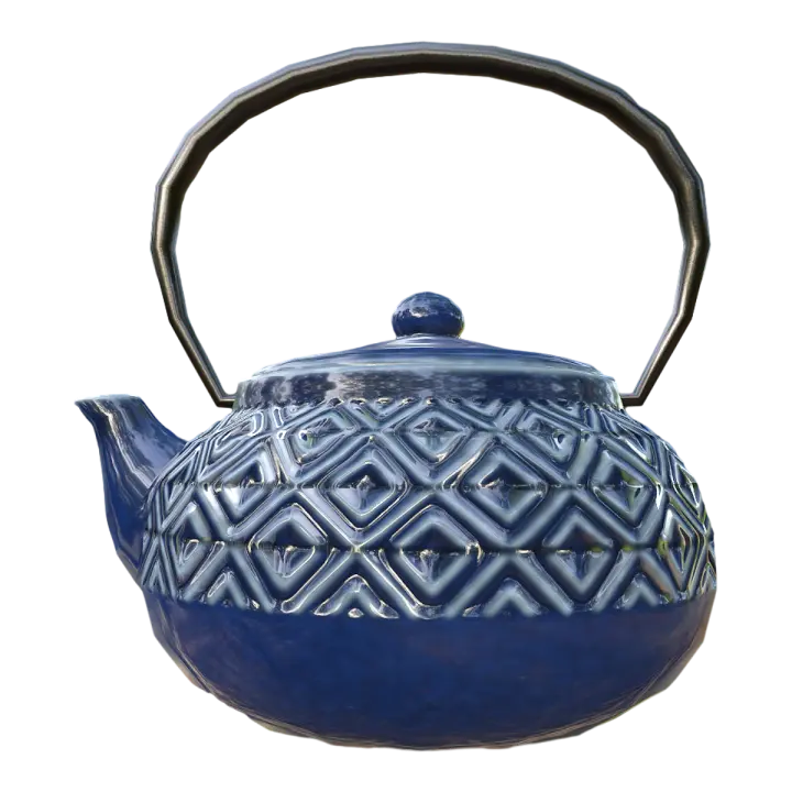 Japanese Style Retro Portable Blue Porcelain Teapot 3D model preview on Freecreat