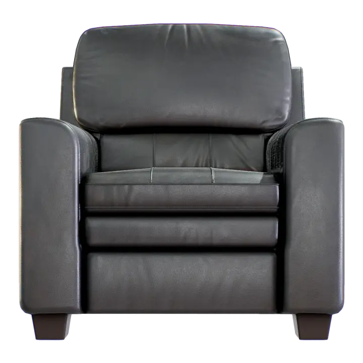 American Style Modern Black Leather Single Sofa 3D model preview on Freecreat