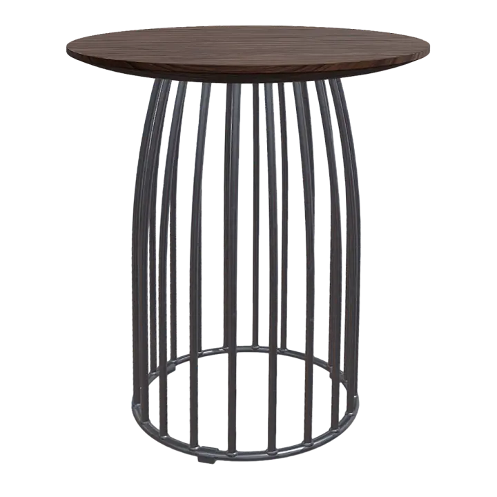 American style modern style metal frame spruce wood high foot round table 3D model preview on Freecreat
