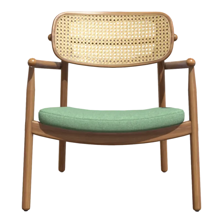 East Asian Style Modern Walnut Fabric Cushion Hollow Backrest Armchair 3D model preview on Freecreat