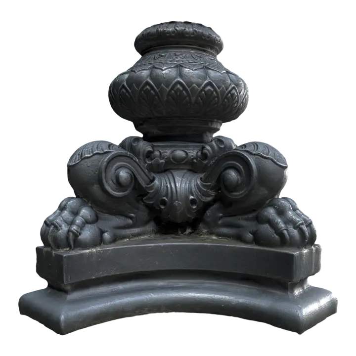 Baroque style cast iron lamp post base at the Museum of London, UK 3D model preview on Freecreat