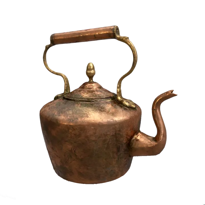 Vintage Portable Copper Kettle Teapot 3D model preview on Freecreat