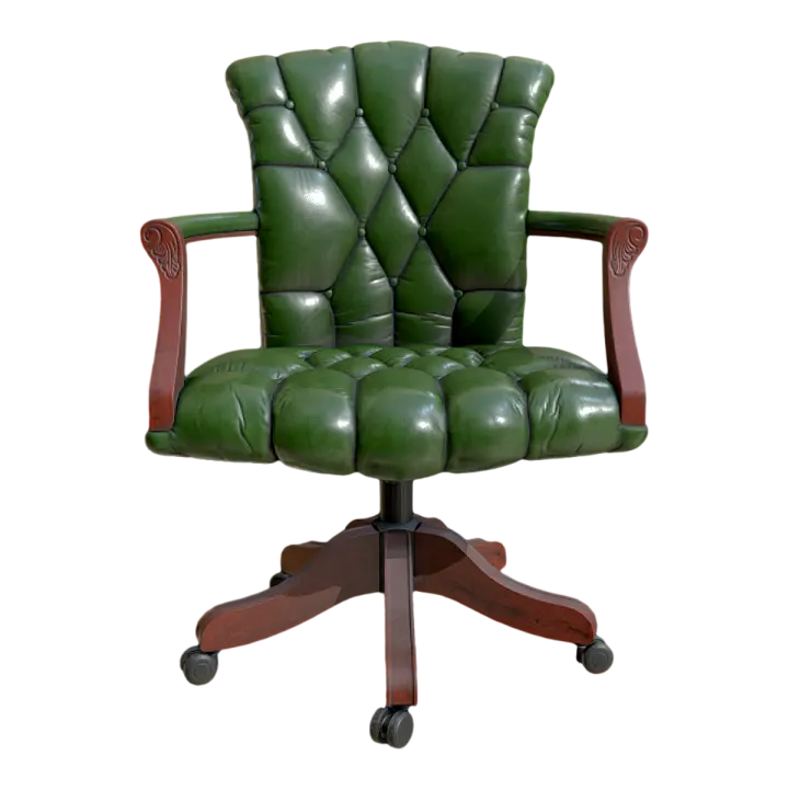 Modern Jungle Green Solid Wood Leather Armchair Backrest Chair 3D model preview on Freecreat