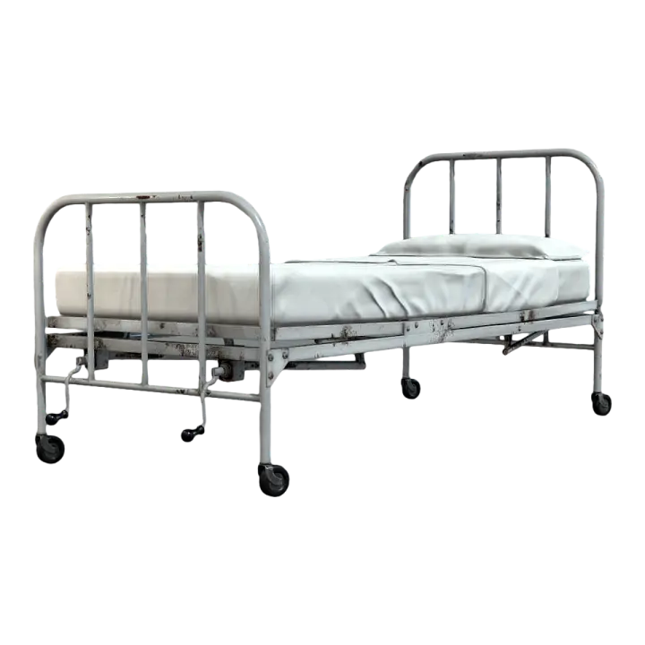 Old-fashioned hospital metal white bed 3D model preview on Freecreat