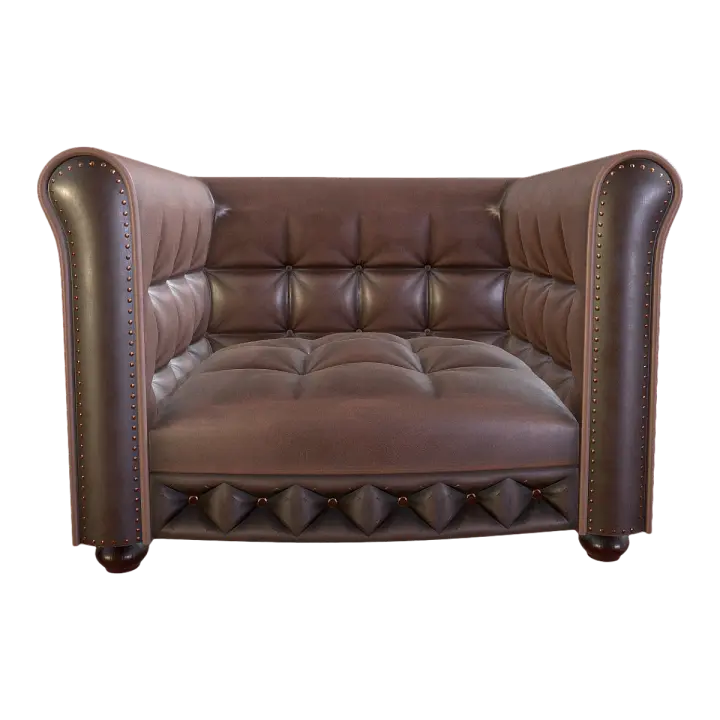 Italian Light Luxury Dark Brown Leather Single Sofa 3D model preview on Freecreat