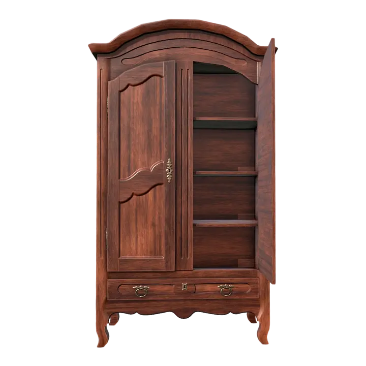 European-style Classic Black Walnut Solid Wood Dark Brown Wall-style Wardrobe Locker 3D model preview on Freecreat
