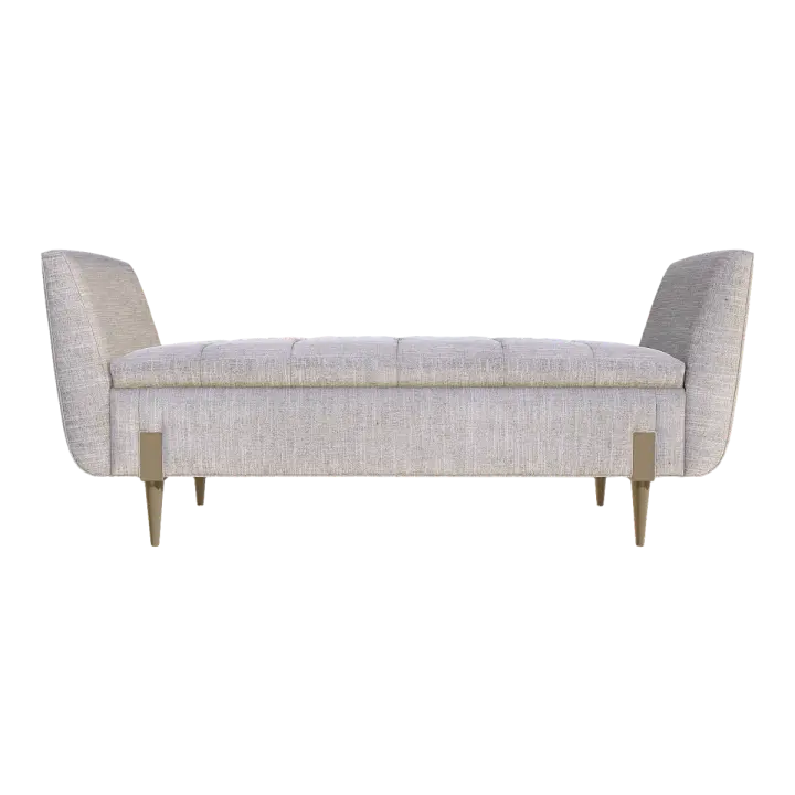 American creative solid wood gray fabric three-seat sofa without backrest armrest sofa 3D model preview on Freecreat