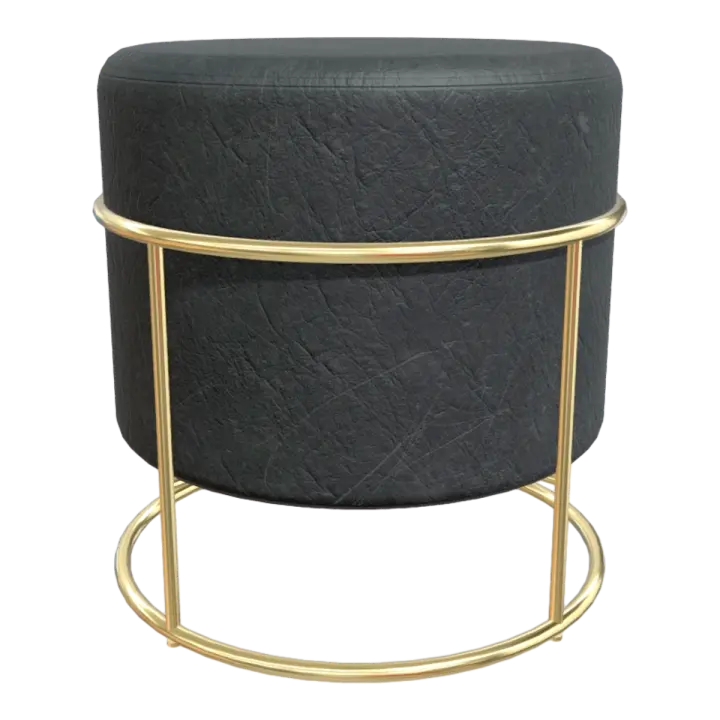 Home Entry Luxury Gold Metallic Black Leather Round Stool Low Stool Shoe Changing Stool 3D model preview on Freecreat