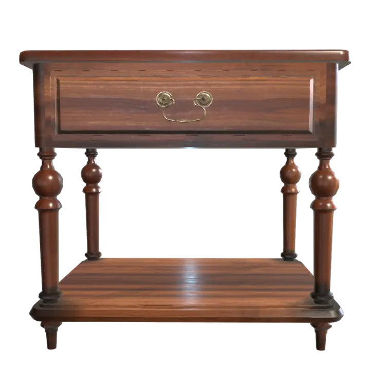American Retro Double Layer Black Walnut Solid Wood Bedside Table Drawer Cabinet Drawer Table 3D model preview on Freecreat