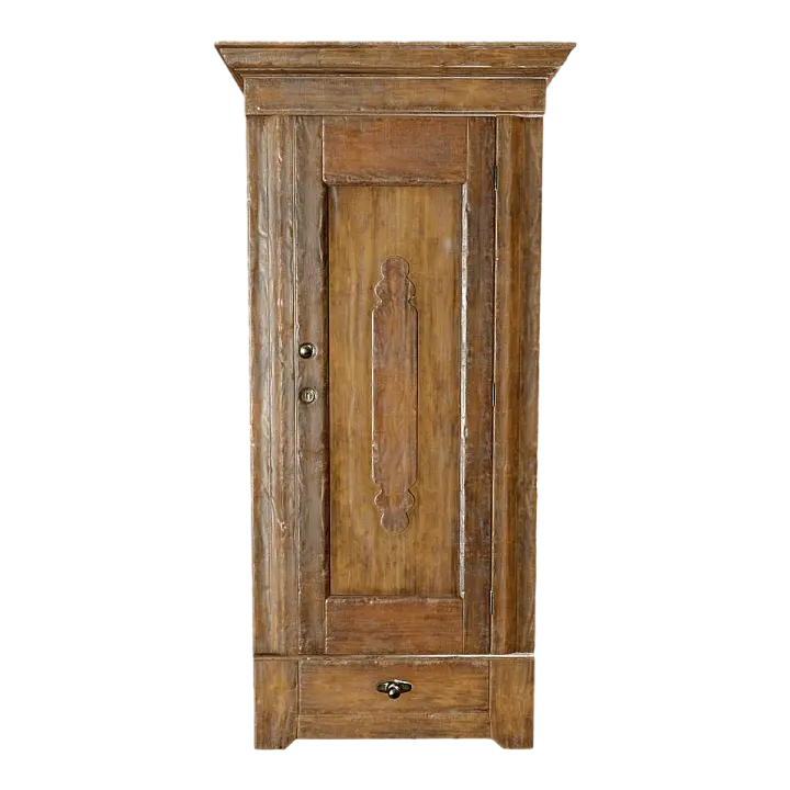 American Retro Walnut Solid Wood Wardrobe Single Door Drawer Cabinet Storage Cabinet 3D model preview on Freecreat