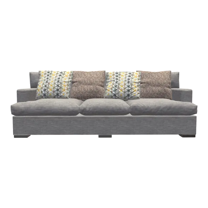 Home Ebony Solid Wood Grey Fabric Three-Person Backrest Armrest Sofa Pillow 3D model preview on Freecreat