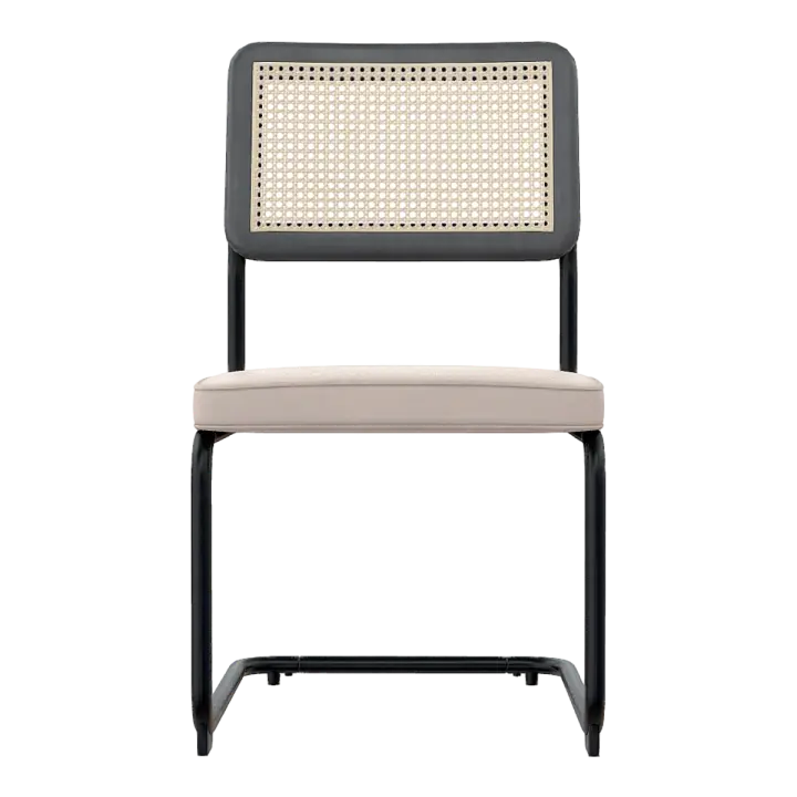 Home Metal Beige Fabric Rattan Backrest Chair Dining Chair 3D model preview on Freecreat
