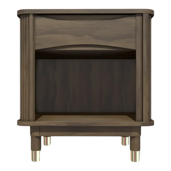 Household Living Room Bedroom Metal Walnut Solid Wood Bedside Table Drawer Cabinet Storage Cabinet 3D model preview on Freecreat