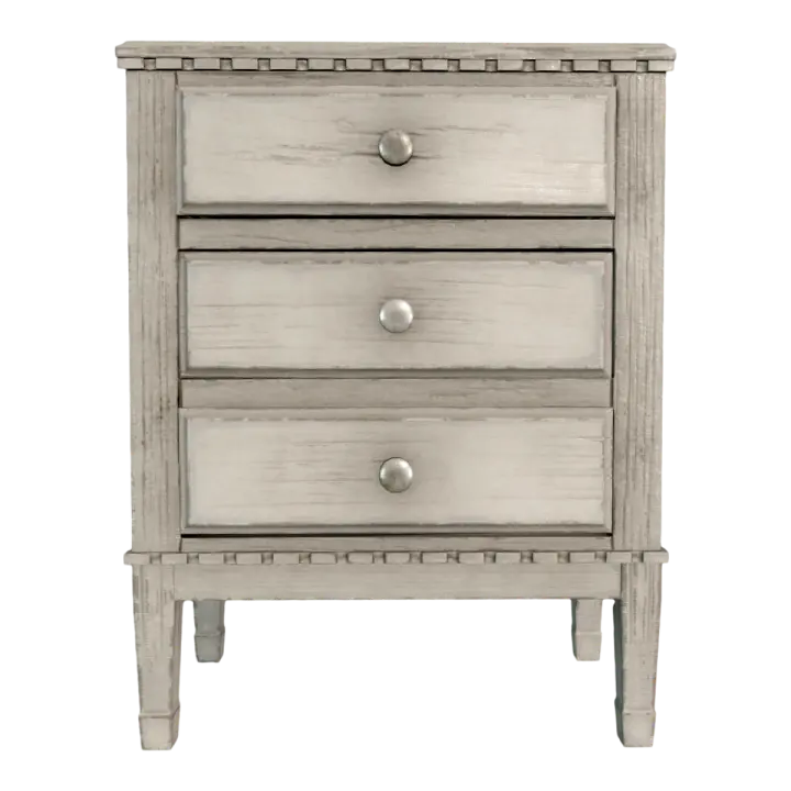 Country Vintage Old Solid Wood White Paint Three-layer Drawer Cabinet Storage Cabinet 3D model preview on Freecreat