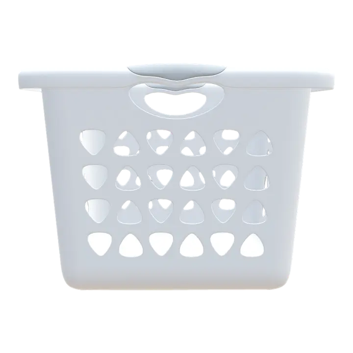 Modern Home White Plastic Hollow Design Portable Laundry Basket Storage Basket-Small Square 3D model preview on Freecreat