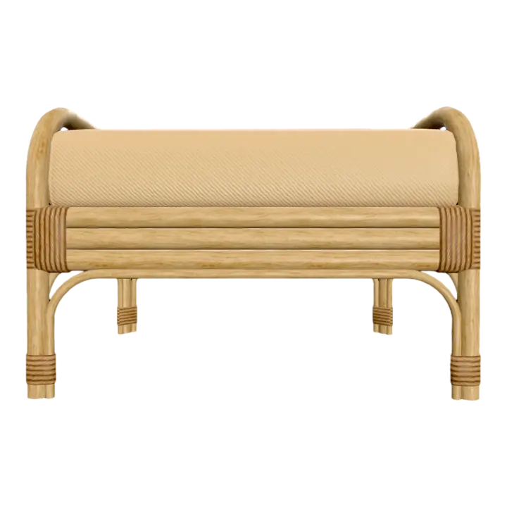 Home Living Room Bedroom Oak Solid Wood Beige Fabric Rope Low Stool Footstool Shoe Changing Stool 3D model preview on Freecreat