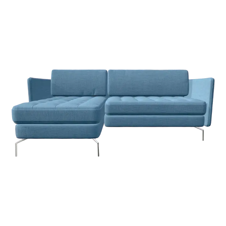 Nordic Home Metallic Blue Fabric Small L-shaped Backrest Armrest Sofa 3D model preview on Freecreat