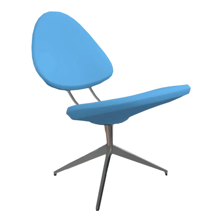 Modern Creative Metal Base Blue Plastic Hollow Connection Design Curved Backrest Chair Recliner 3D model preview on Freecreat