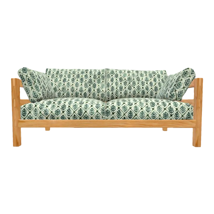 Asian style home oak green pattern soft fabric backrest armrest sofa chair-sofa 3D model preview on Freecreat