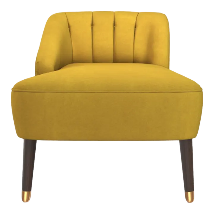 Modern Light Luxury Black Walnut Solid Wood Yellow Fabric Backrest Left Armrest Chaise Longue Sofa Chair-Longue Chair 3D model preview on Freecreat