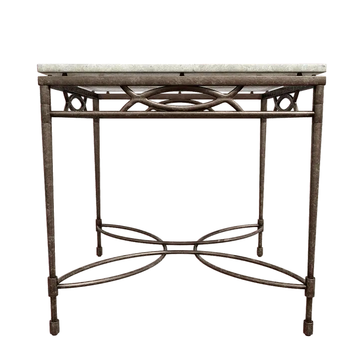 Nordic Creative creamy-white Marble Rust Iron Metal Four Leg Table Square Table-Table 3D model preview on Freecreat