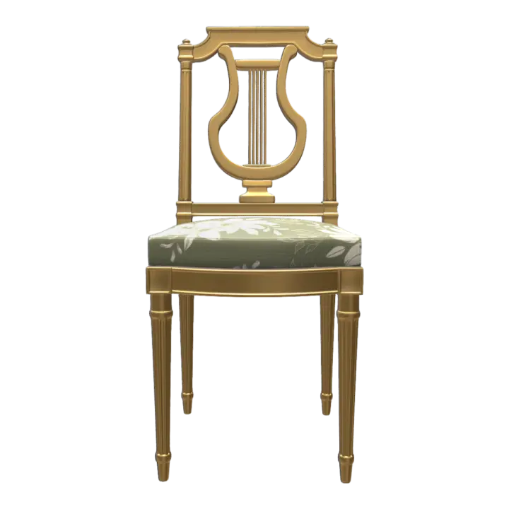 French Classical Light Luxury Gold Metal Matcha Green Pattern Fabric Single Backrest Cushion Chair 3D model preview on Freecreat